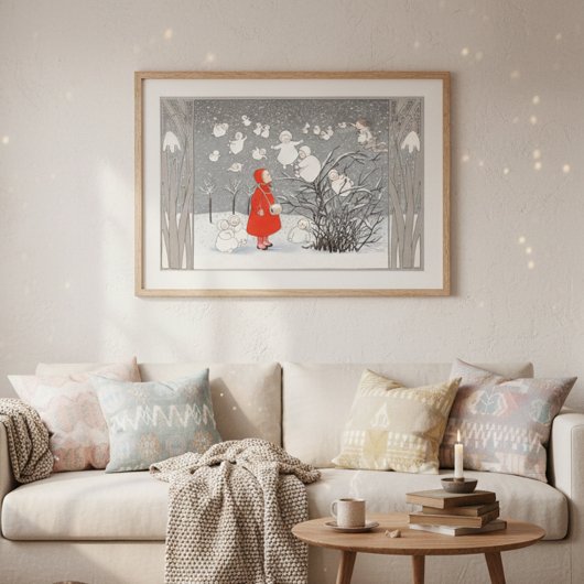 ヴィンテージスノーチルドエンジェルス子供部屋 ポスター