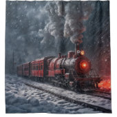 ヴィンテージスノートレイン シャワーカーテン (正面)