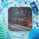 ヴィンテージスノートレイン ペーパープレート (パーティー)