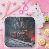 ヴィンテージスノートレイン ペーパープレート (パーティー)