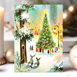 ヴィンテージスノーバンニークリスマスツリーシーン シーズンカード<br><div class="desc">ヴィンテージ雪バンニースクリスマスツリーシーンホリデーカード。このデザインは、ライトクリスマスツリーの前の雪の中のバンニーを備えている。なんて美しいレトロな休日のシーン。独自の内部挨拶を使って、このカスタムデザインをカスタマイズする。</div>
