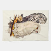 ヴィンテージスノーフクロウスケッチ キッチンタオル (横)