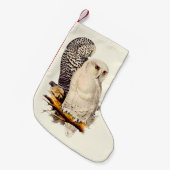 ヴィンテージスノーフクロウスケッチ スモールクリスマスストッキング (正面 (吊り時))