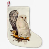 ヴィンテージスノーフクロウスケッチ スモールクリスマスストッキング (正面)