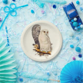 ヴィンテージスノーフクロウスケッチ ペーパープレート (パーティー)