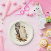 ヴィンテージスノーフクロウスケッチ ペーパープレート (パーティー)
