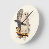 ヴィンテージスノーフクロウスケッチ ラウンド壁時計 (傾斜)