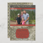 ヴィンテージスノーフレークオンチャコールフォトホリデーカード シーズンカード (正面/裏面)