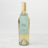 ヴィンテージスノーフレークスオンミントグリーンクリスマスホリデー ボトルネックタグ (ボトル)