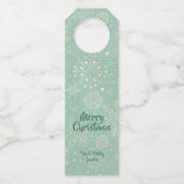 ヴィンテージスノーフレークスオンミントグリーンクリスマスホリデー ボトルネックタグ (正面)