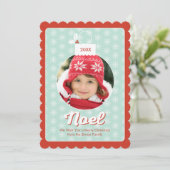 ヴィンテージスノーフレークノールクリスマスフォトカード シーズンカード (スタンド正面)