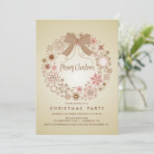 ヴィンテージスノーフレークリースホリデーパーティー招待状 招待状 (スタンド正面)