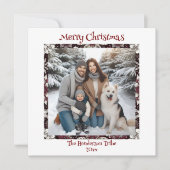 ヴィンテージスノーフレーク家族の写真クリスマス シーズンカード (正面)