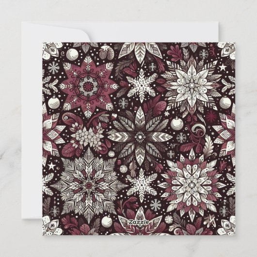 ヴィンテージスノーフレーク家族の写真クリスマス シーズンカード (裏面)