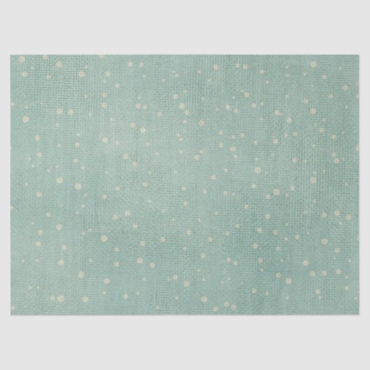 ヴィンテージスノーフレーク水玉模様ティール(緑がかった色)素朴な冬 薄葉紙 (正面)