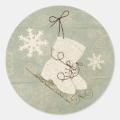 ヴィンテージスノーフレーク氷滑りヴィンテージウィンターグリーン ラウンドシール (正面)