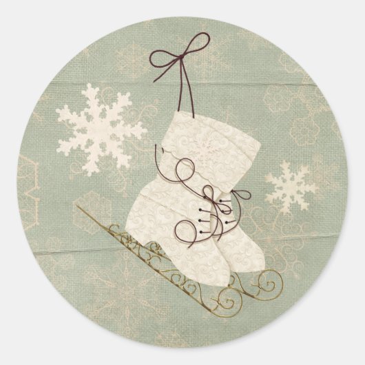 ヴィンテージスノーフレーク氷滑りヴィンテージウィンターグリーン ラウンドシール (正面)