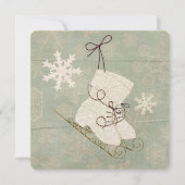 ヴィンテージスノーフレーク氷滑りヴィンテージウィンターグリーン 招待状 (正面)