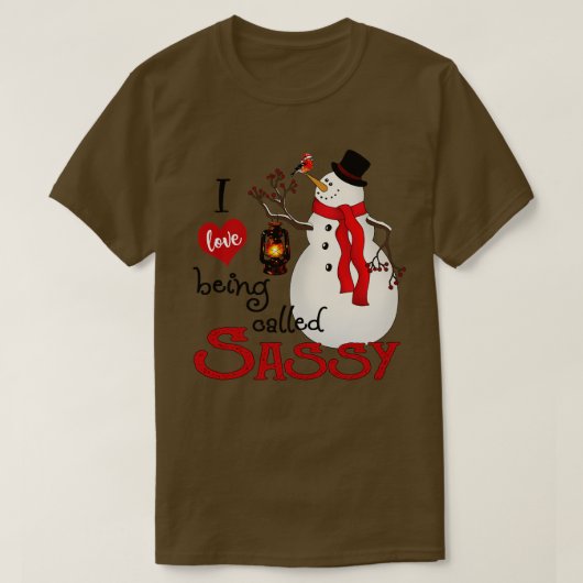 ヴィンテージスノーフレーク雪だるま私はSasと呼ばれることが大好き Tシャツ (デザイン正面)