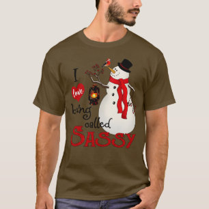 ヴィンテージスノーフレーク雪だるま私はSasと呼ばれることが大好き Tシャツ