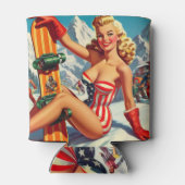 ヴィンテージスノーボードピンアップ 缶クーラー (裏面)