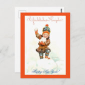 ヴィンテージスノーボール・ナイスのノルウェーの新年の少年 ポストカード (正面/裏面)