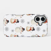 ヴィンテージスノーマンクリスマススノーフレークiPhoneケース iPhone 16ケース (裏面横)