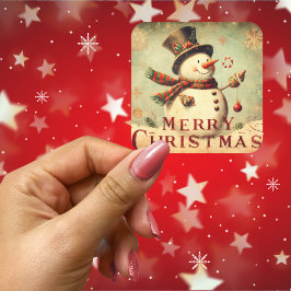 ヴィンテージスノーマン – メリークリスマス スクエアシール