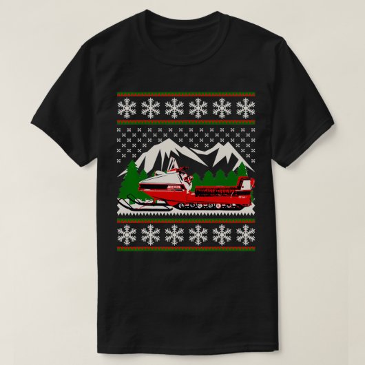 ヴィンテージスノーモービル醜いクリスマスセーター Tシャツ (デザイン正面)