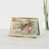 ヴィンテージスノーレディとクリスマスのミスタントー シーズンカード (正面)