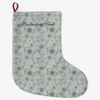 ヴィンテージスノー ラージクリスマスストッキング
