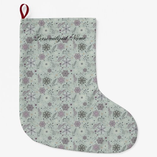 ヴィンテージスノー ラージクリスマスストッキング (正面)