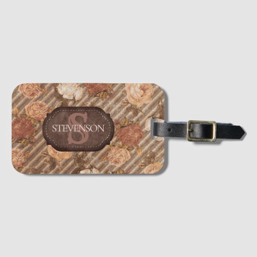 ヴィンテージスパイス銅バラ |モノグラ素朴ムフローラ ラゲッジタグ (正面横)