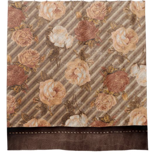ヴィンテージスパイス銅バラ |レザー素朴フェイク シャワーカーテン (正面)