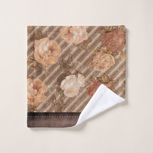 ヴィンテージスパイス銅バラ |レザー素朴フェイク バスタオルセット (ウォッシュタオル)
