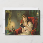 ヴィンテージスパイダーを怖がるハロウィーンの女性 ノートカード (正面)