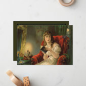 ヴィンテージスパイダーを怖がるハロウィーンの女性 ノートカード (正面/裏面インサイチュ)