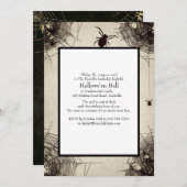 ヴィンテージスパイダーウェブチャルクボードハローウィンパーティ  招待状 (正面/裏面)