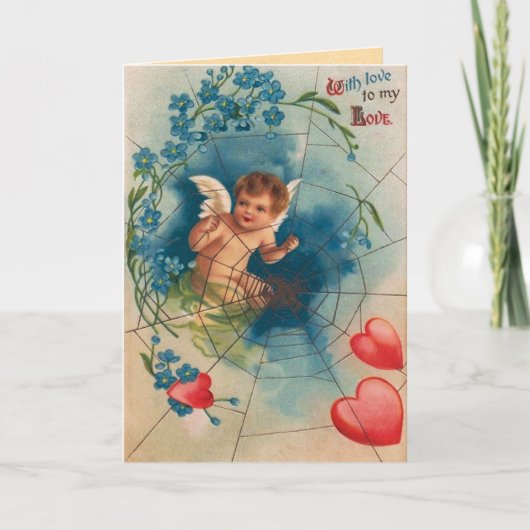 ヴィンテージスパイダーウェブバレンタインデーカード シーズンカード (正面)