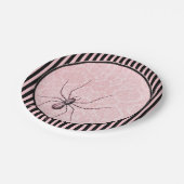 ヴィンテージスパイダーオンピンクダマスク |ハロウィーン ペーパープレート (アングル)