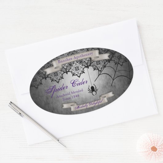 ヴィンテージスパイダーサイダーハロウィーンボトルシール 楕円形シール (封筒)