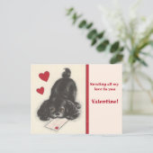 ヴィンテージスパニエル犬パピードッグ1950のバレンタイン ポストカード (スタンド正面)