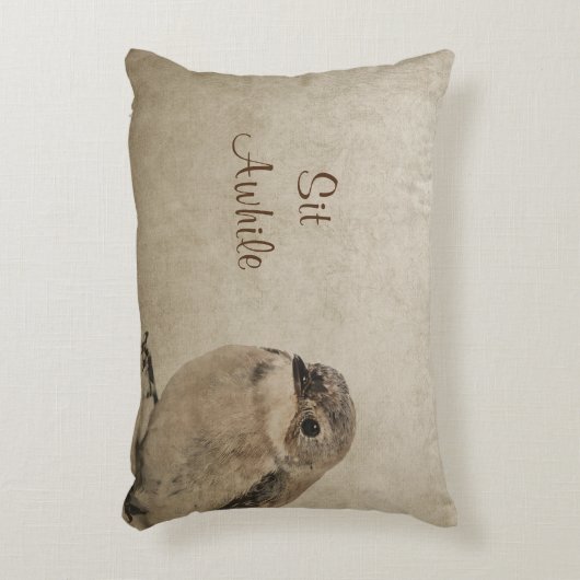 ヴィンテージスパロー装飾用クッション アクセントクッション (正面(垂直))