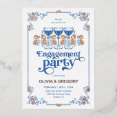 ヴィンテージスパーキングシャンパン婚約パーティ 箔招待状 (正面)