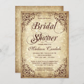 ヴィンテージスパークル素朴ブライダルシャワー招待状 招待状 (正面/裏面)