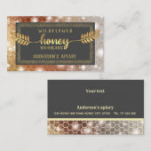 ヴィンテージスパークル金ゴールド書道蜂蜜の枝 名刺 (正面/裏面)