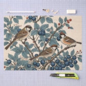 ヴィンテージスパーローズとブルーベリーの切り離し 薄葉紙 (クラフト)