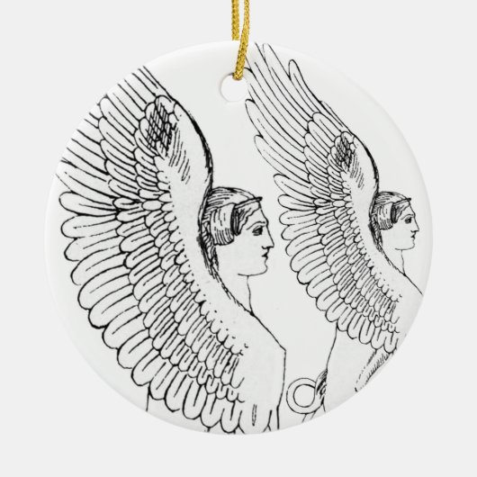 ヴィンテージスフィンクスイラストレーション セラミックオーナメント (正面)
