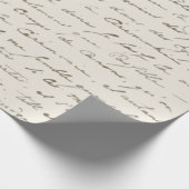 ヴィンテージスフランスのクリプト金ゴールド文字ベージュ ラッピングペーパー (角)