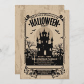 ヴィンテージスプックタク幽霊のよく出るラハウスハローウィンパーティ 招待状 (正面/裏面)